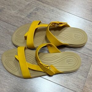 CROCS Yellow Sandals with Toe Strap